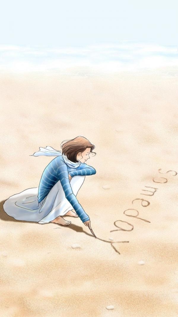 小清新女生插画图片    一个人