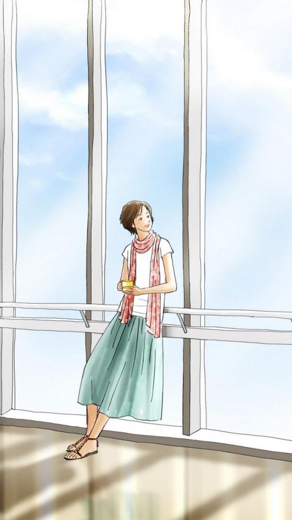 小清新女生插画图片    一个人