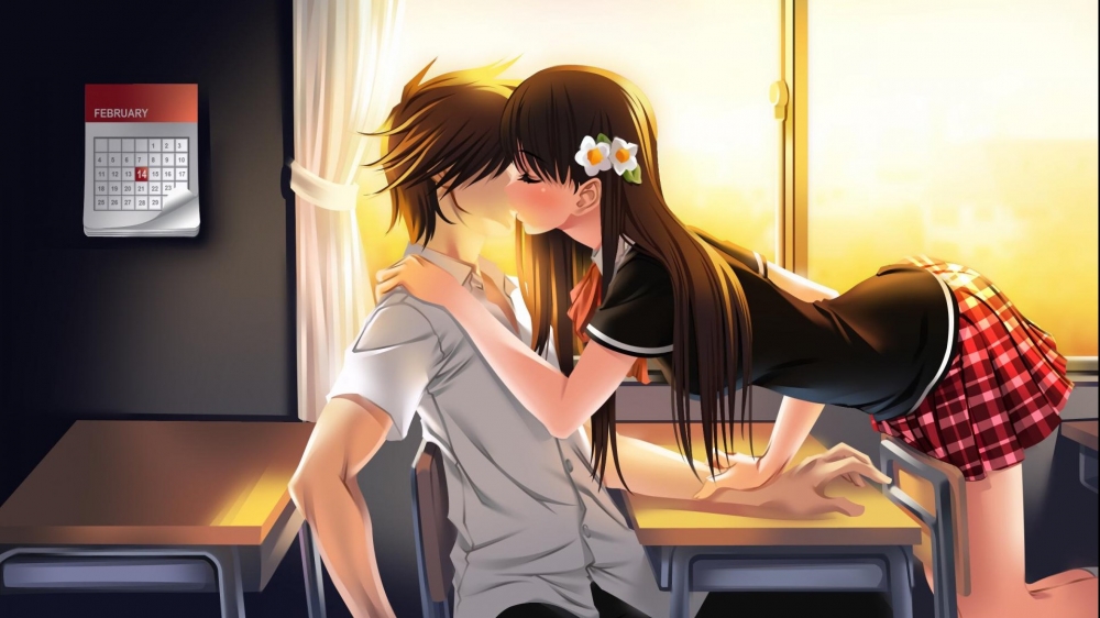 浪漫情侣亲吻动漫图片1080P高清壁纸下载