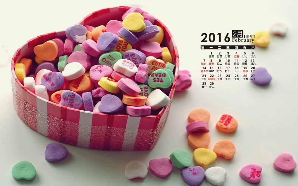 精选2016年2月日历小清新静物电脑桌面壁纸图片2下载