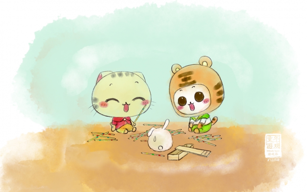 可爱纯真的cc猫童年故事系列卡通桌面壁纸高清