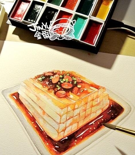 吃货插画师桌子上的各种美食