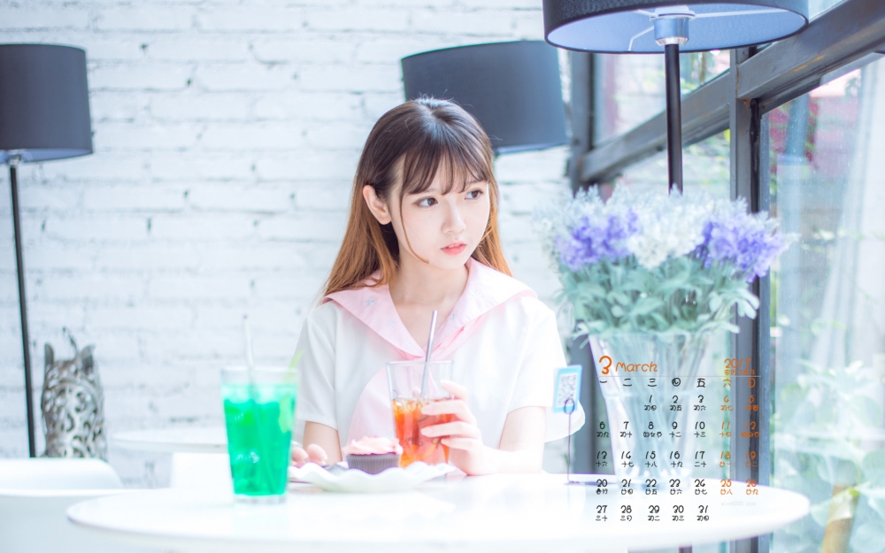 2017年3月甜美少女高清唯美清新日历写真
