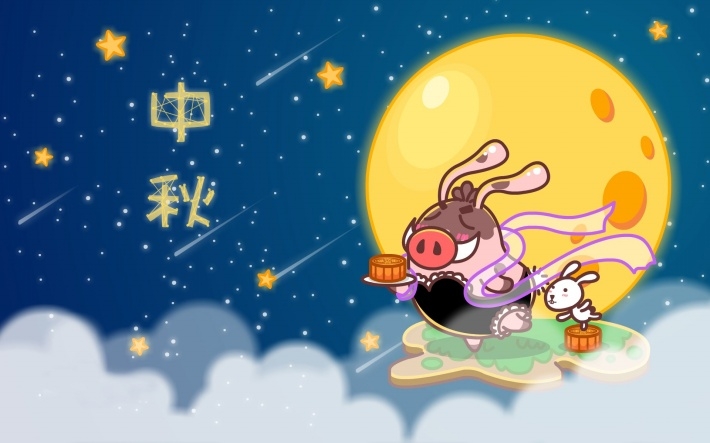 中秋月饼卡通图片桌面壁纸