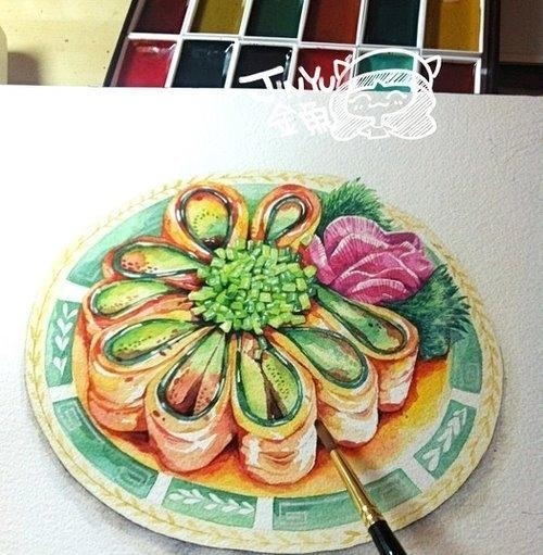 吃货插画师桌子上的各种美食