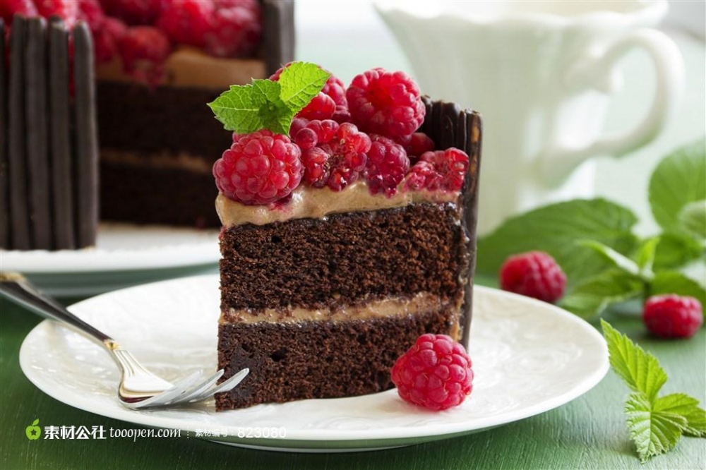 蛋糕系列 - 一块香甜美味的水果巧克力蛋糕