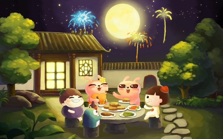 中秋月饼卡通图片桌面壁纸