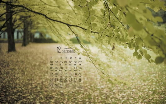2013年12月月历桌面壁纸