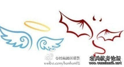 情侣纹身图片情侣翅膀纹身图片天使恶魔图腾翅膀纹身图片