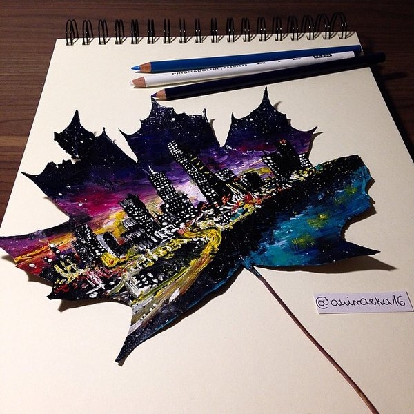 秋叶上的画