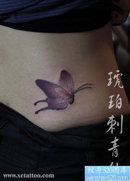 美女腰部漂亮精美的蝴蝶纹身图片