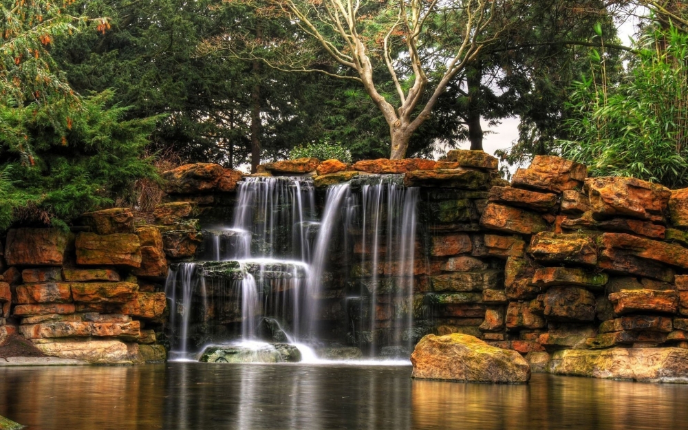 高清山水瀑布风景壁纸图片