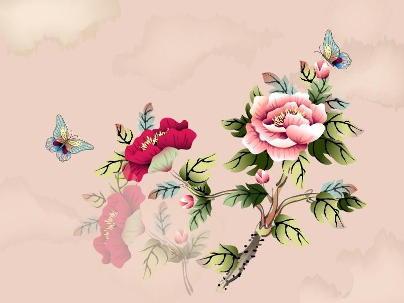 矢量可爱动植物水墨画