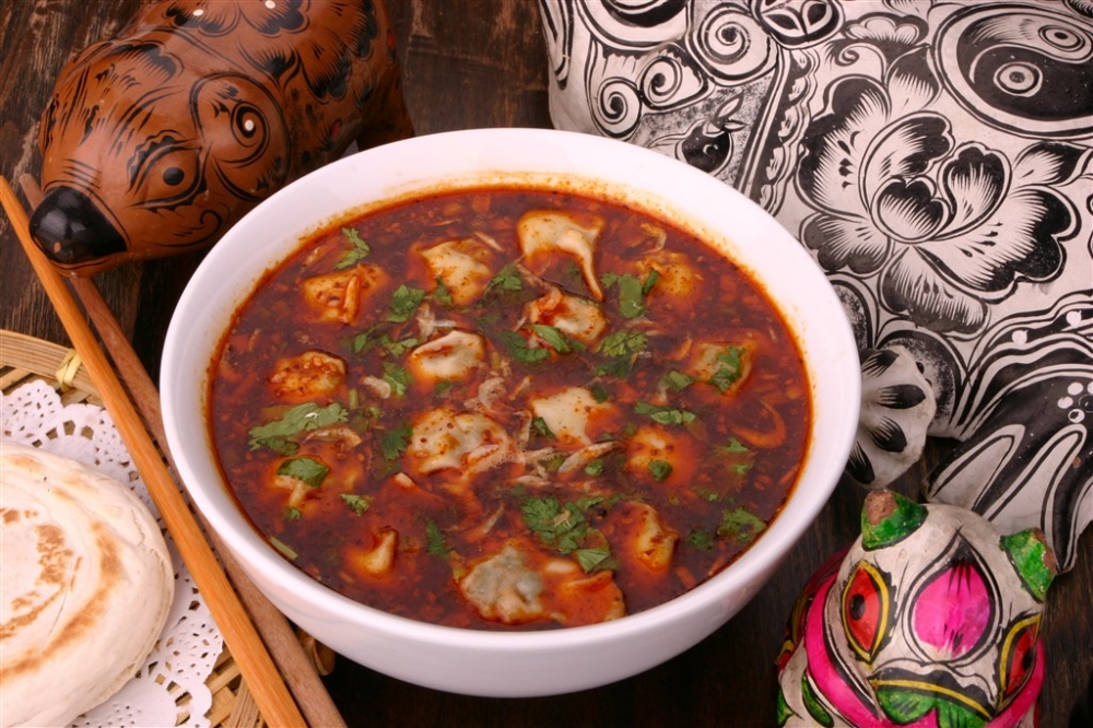 酸汤水饺主食小吃美食素材图片