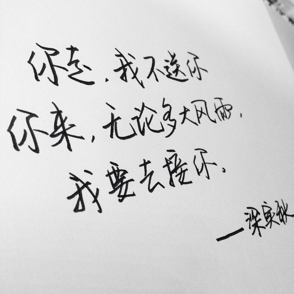 你来，无论多大风雨，我也要去接你