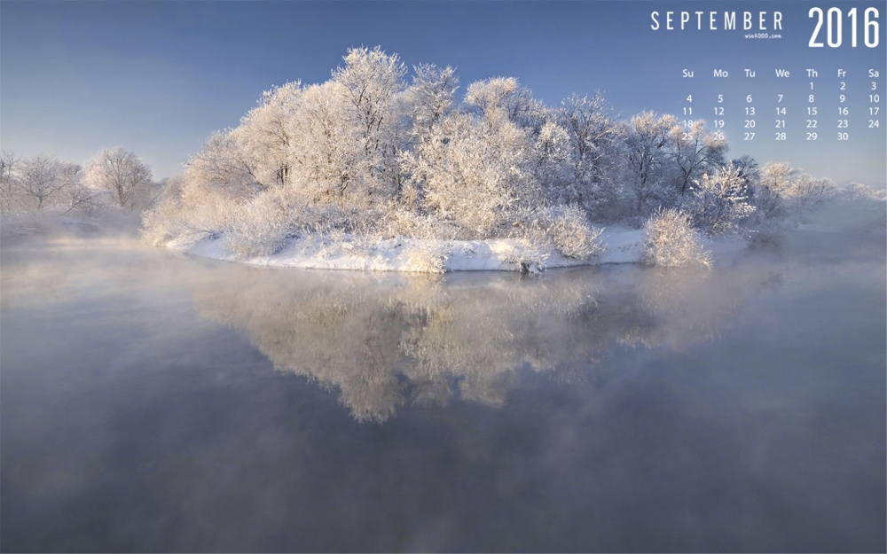 2016年9月日历冬季唯美雪景高清桌面壁纸图片欣赏
