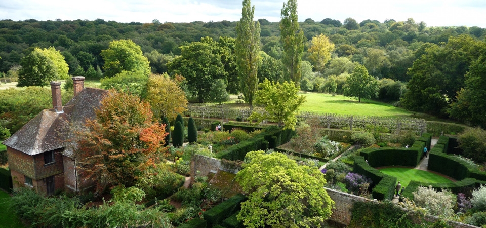 英格兰，西辛赫斯特城堡花园，公园，房子，花园，风景桌面壁纸