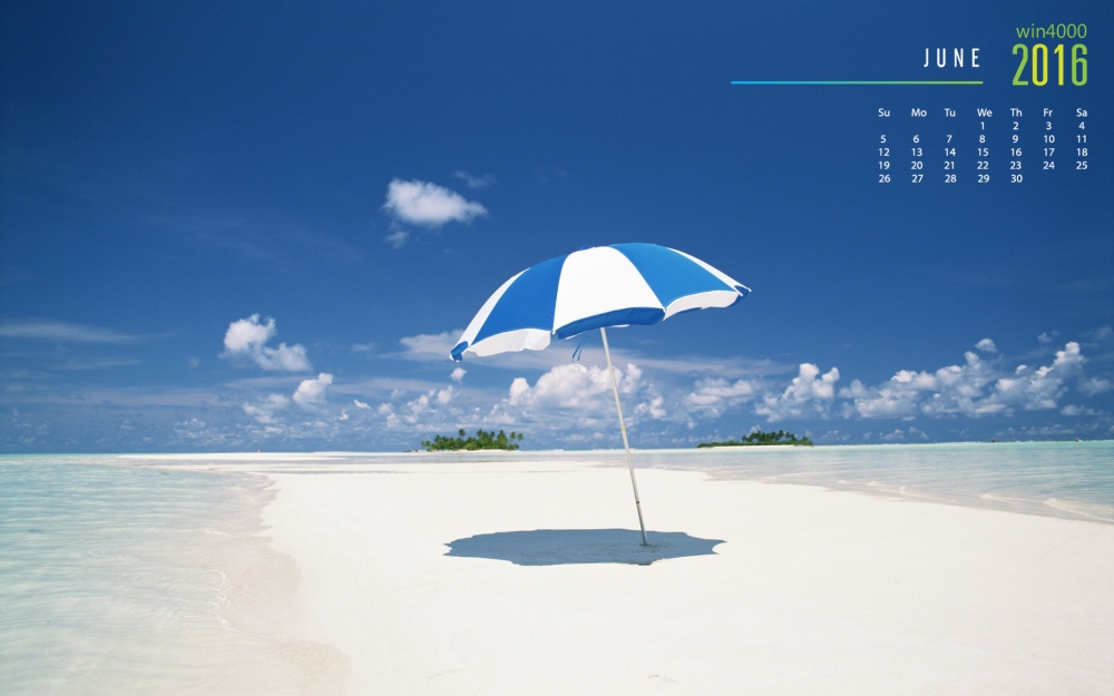 2016年6月日历夏日海滩桌面壁纸