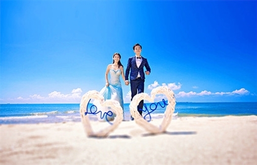 浪漫海边清新情侣婚纱照爱情图片