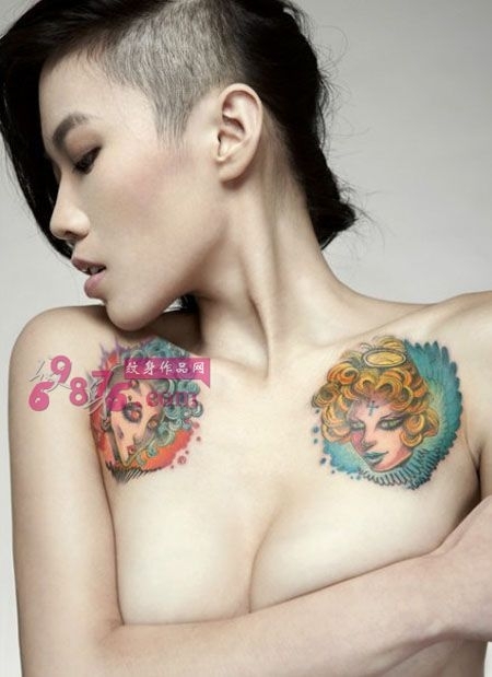 性感美女锁骨时尚纹身