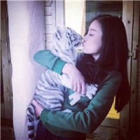 个性时尚抱猫美女qq头像