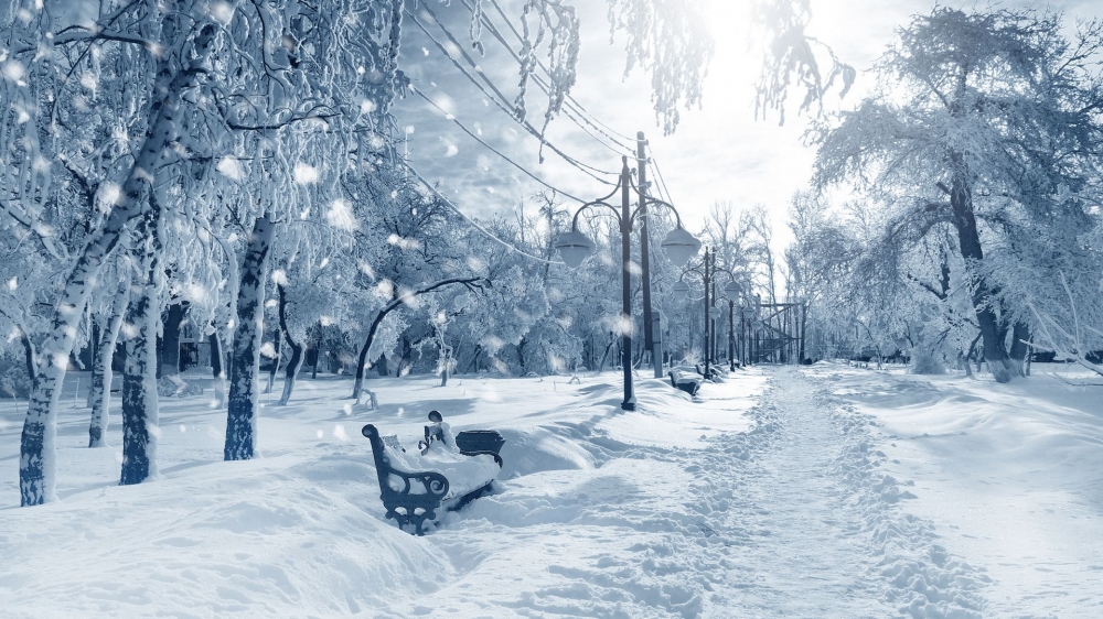 冬天雪景道路风景壁纸高清