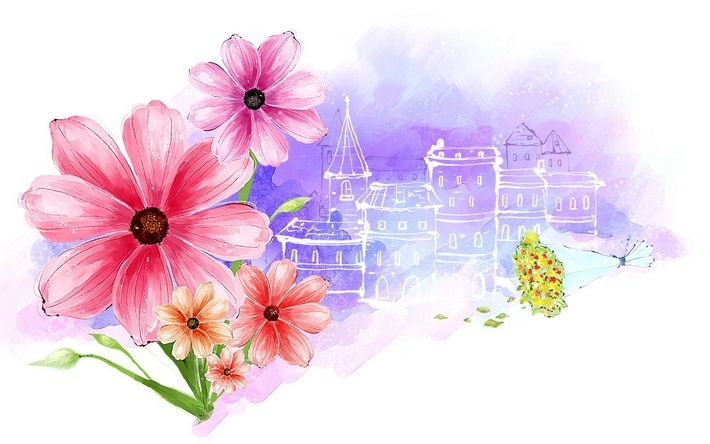 手绘花朵电脑宽屏壁纸