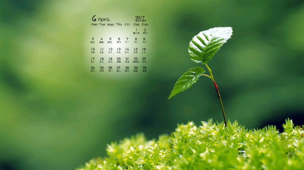2017年4月绿色自然日历壁纸