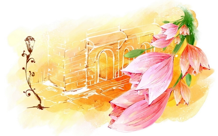 手绘花朵电脑宽屏壁纸