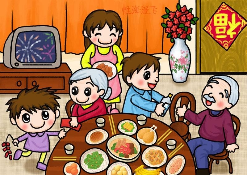 过年背景卡通画图片