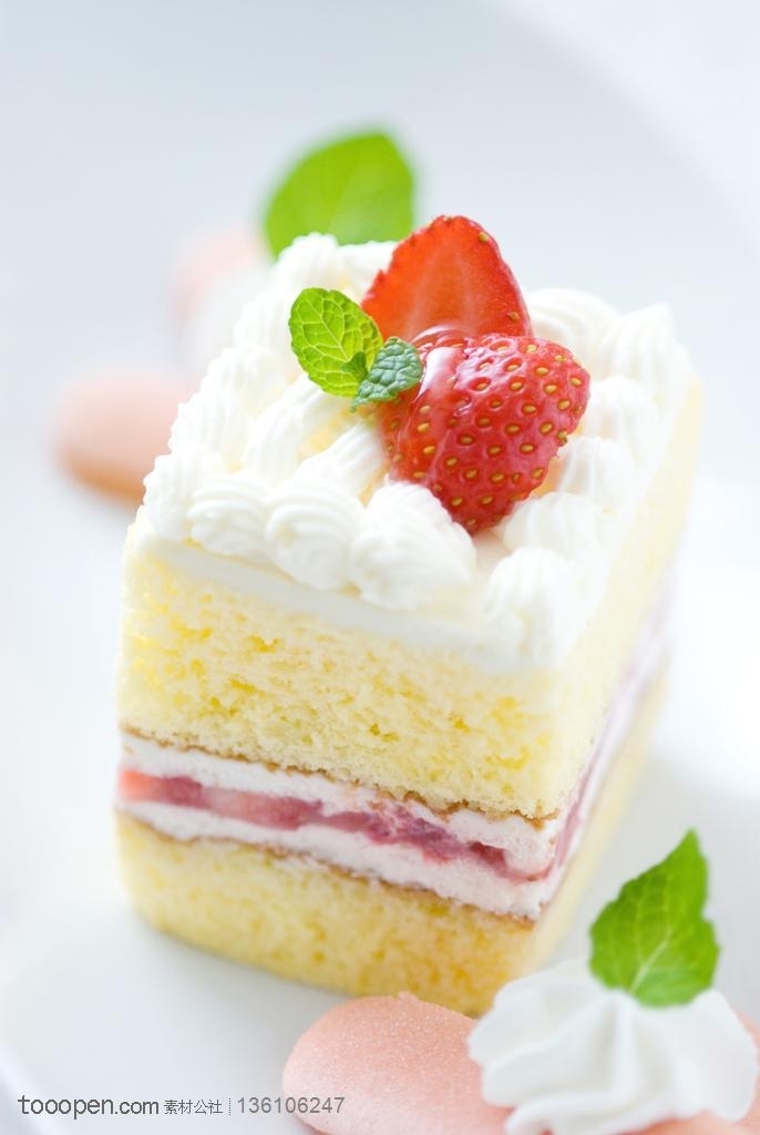 甜品店广告素材 草莓奶油海绵蛋糕