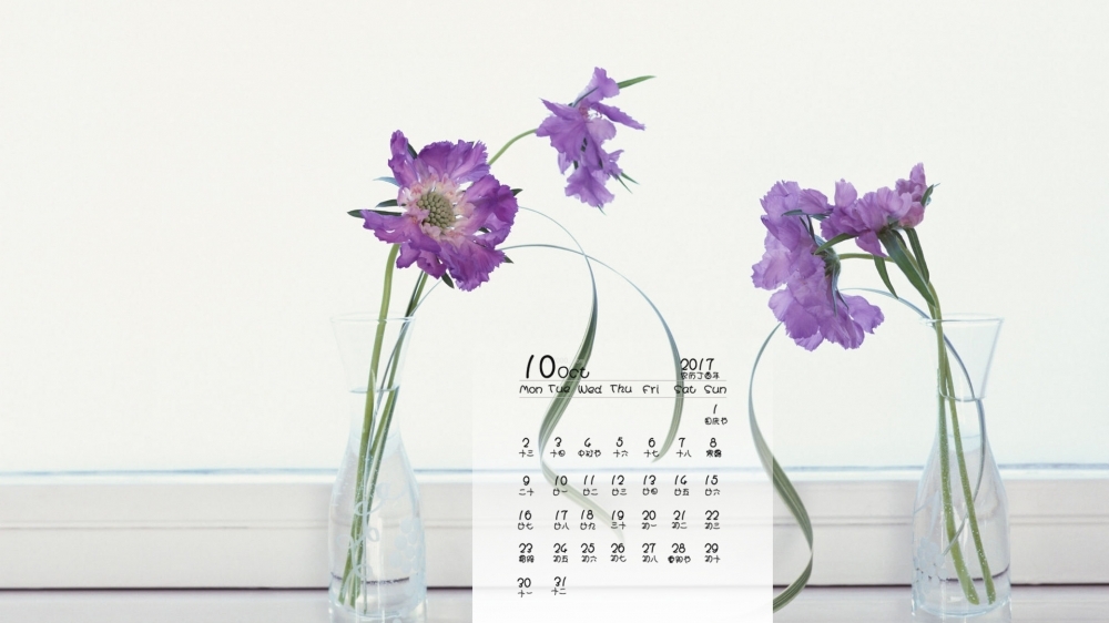 2017年10月室内植物小清新日历壁纸