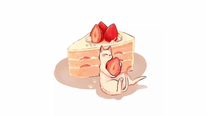 诱人甜品美食手绘电脑壁纸