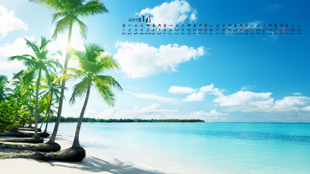 2017年1月沿途的风景高清桌面日历壁纸