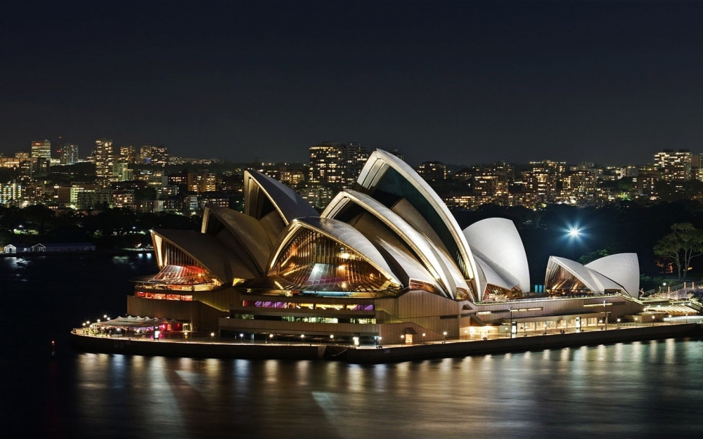 唯美悉尼歌剧院夜景风景壁纸