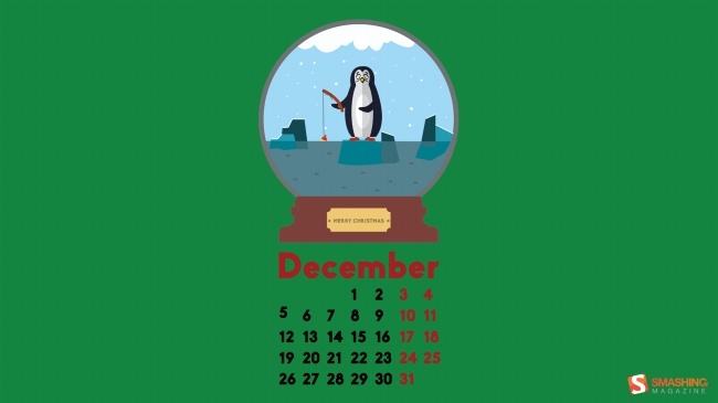 2016年12月圣诞节日历电脑壁纸
