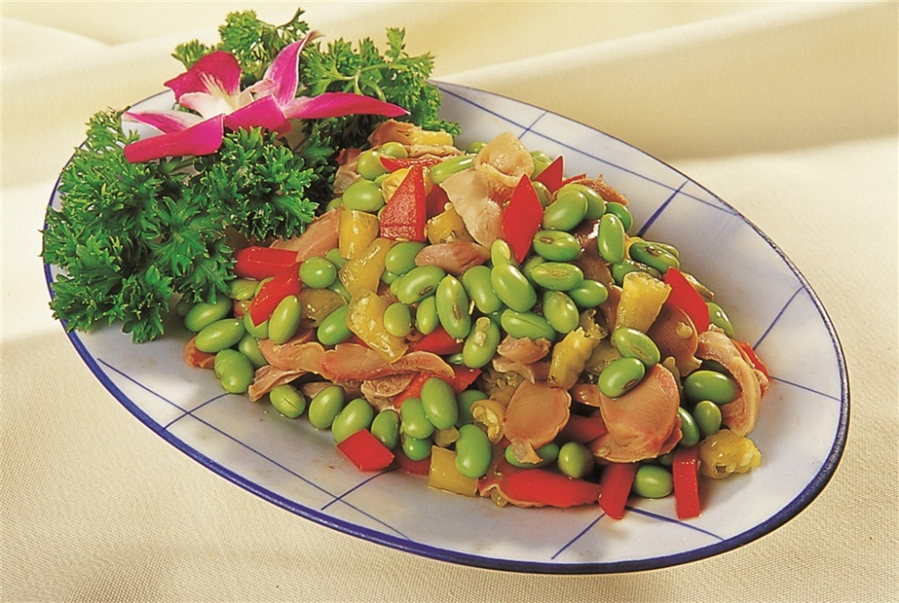 山椒鸡胗拌毛豆凉菜系列美食素材图片