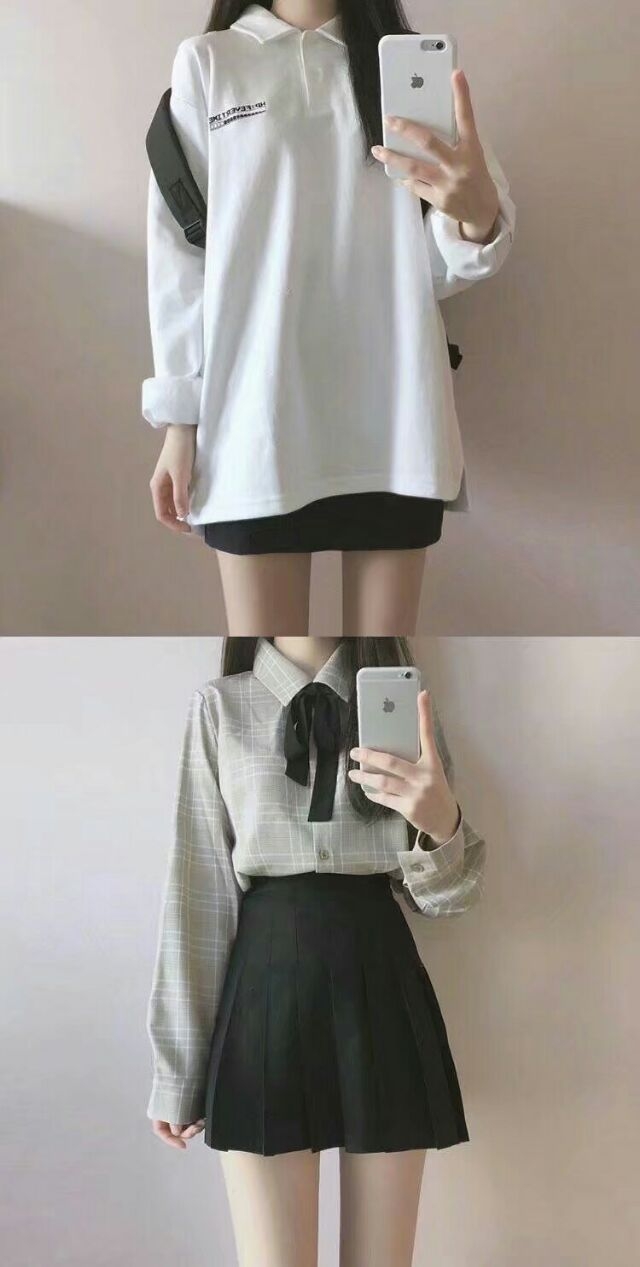 学生味十足的短裙穿搭 ​​