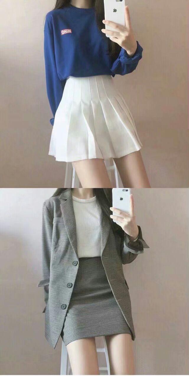 学生味十足的短裙穿搭 ​​