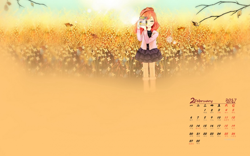 2017年2月唯美简约日历壁纸