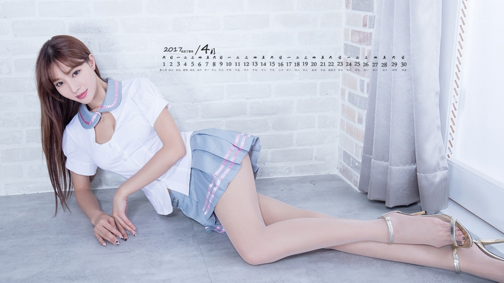 2017年4月性感美女丝袜美腿日历壁纸