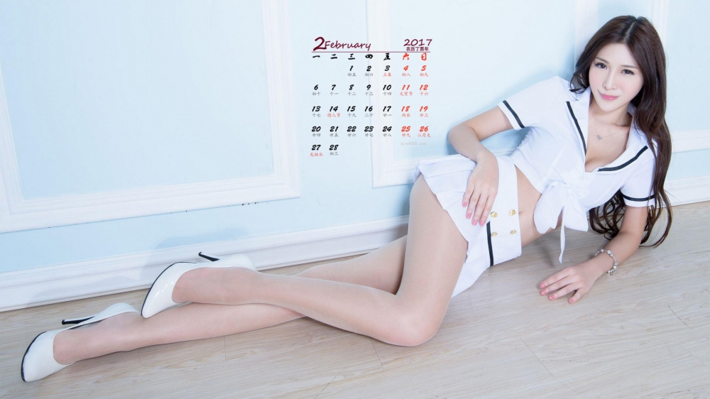 2017年2月美腿丝袜性感美女写真日历壁纸