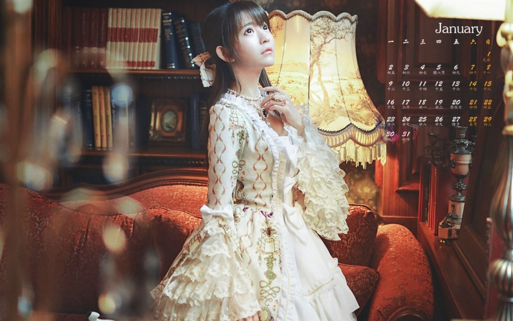 2017年1月韩国美女Yurisa英伦风高清日历壁纸