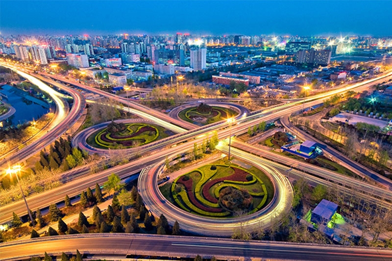 美丽的立交桥夜景图片