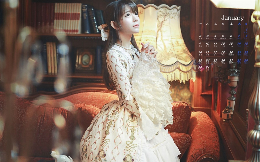 2017年1月韩国美女Yurisa英伦风高清日历壁纸
