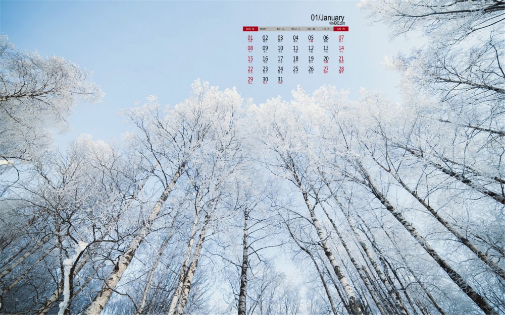 2017年小清新雪景日历壁纸二