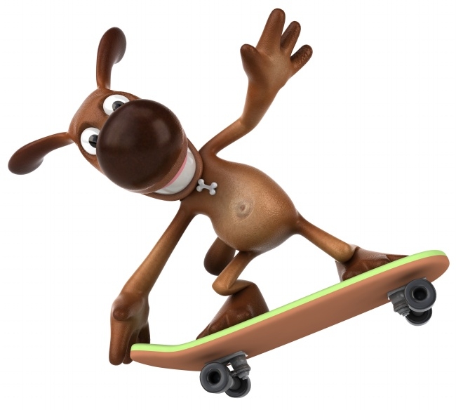 滑板运动卡通动物小狗图片