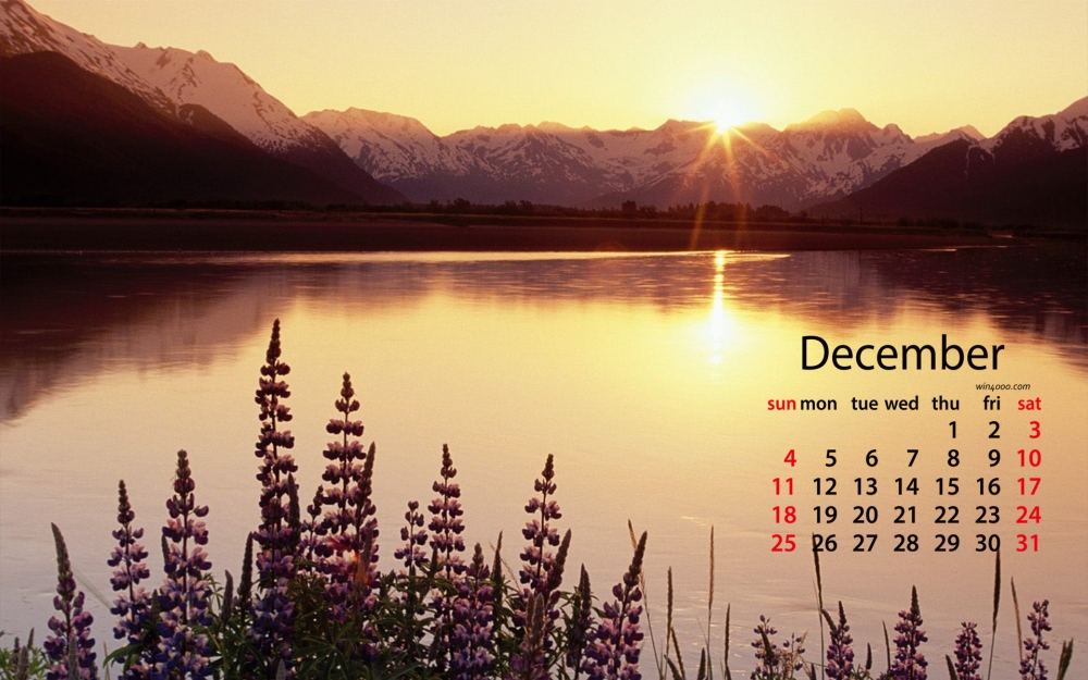 2016年12月日历海边日出日落唯美风景壁纸下载