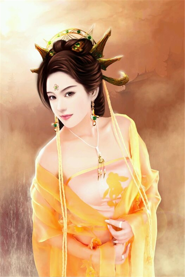 小清新古装美女手绘图片手机壁纸下载