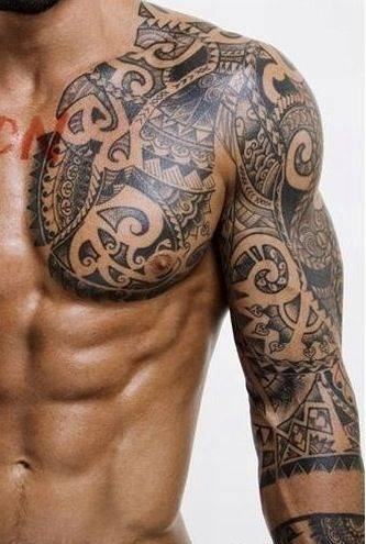 男性个性的半甲图腾纹身图案